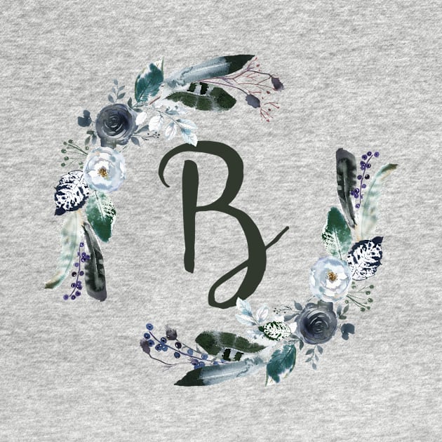 Floral Monogram B Dark Bohemian Flora by floralmonogram